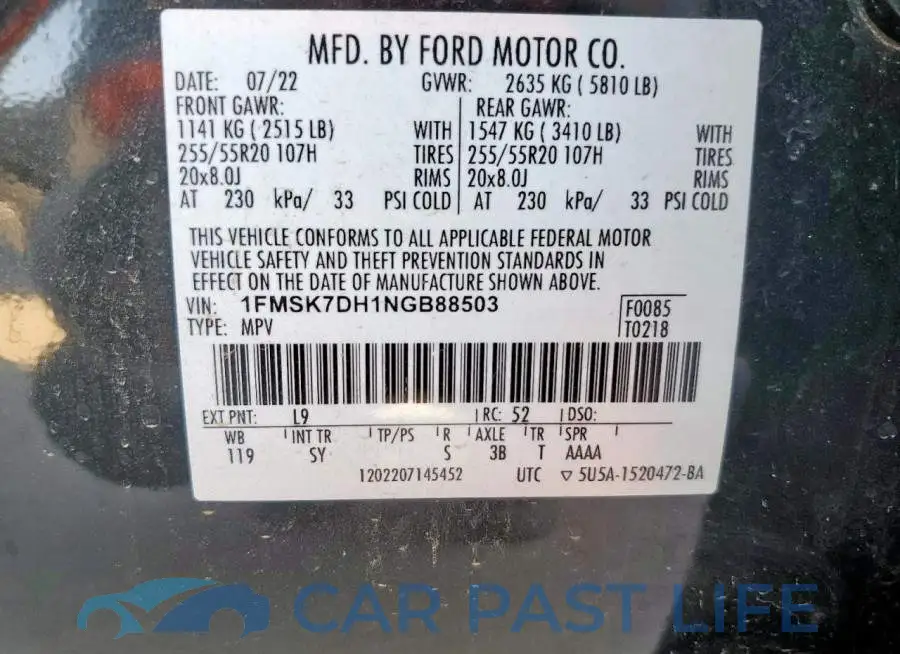 1FMSK7DH1NGB88503# 14