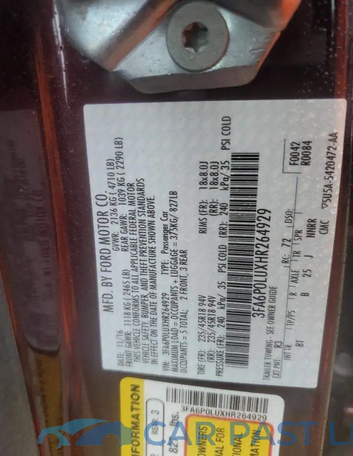 3FA6P0LUXHR264929# 12