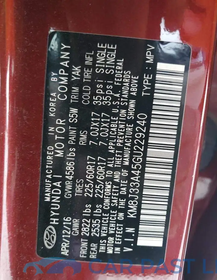 KM8J33A45GU229240# 13