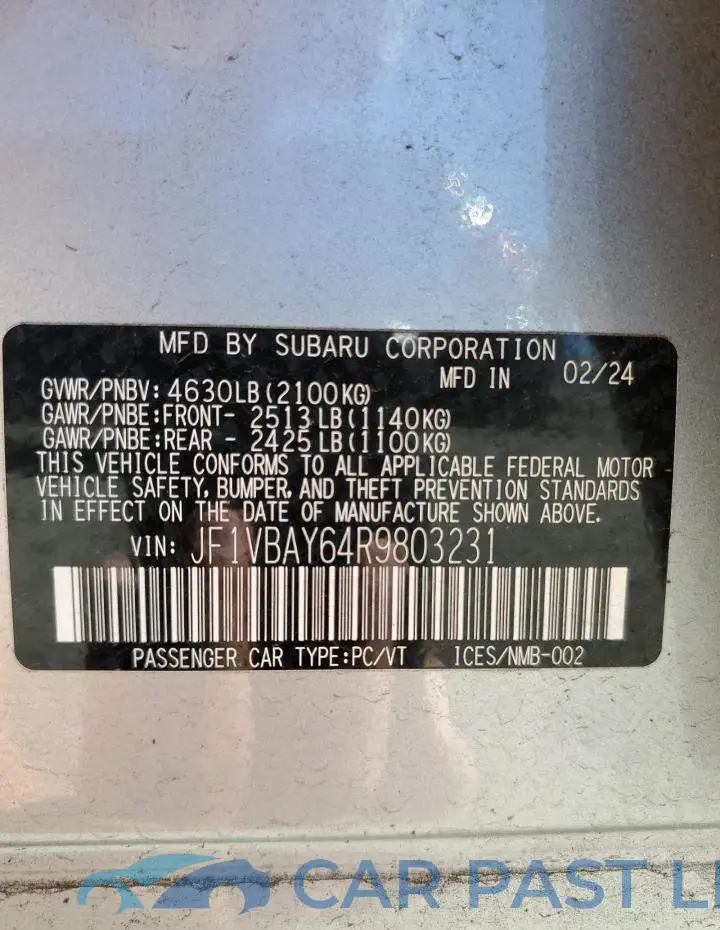 JF1VBAY64R9803231# 12