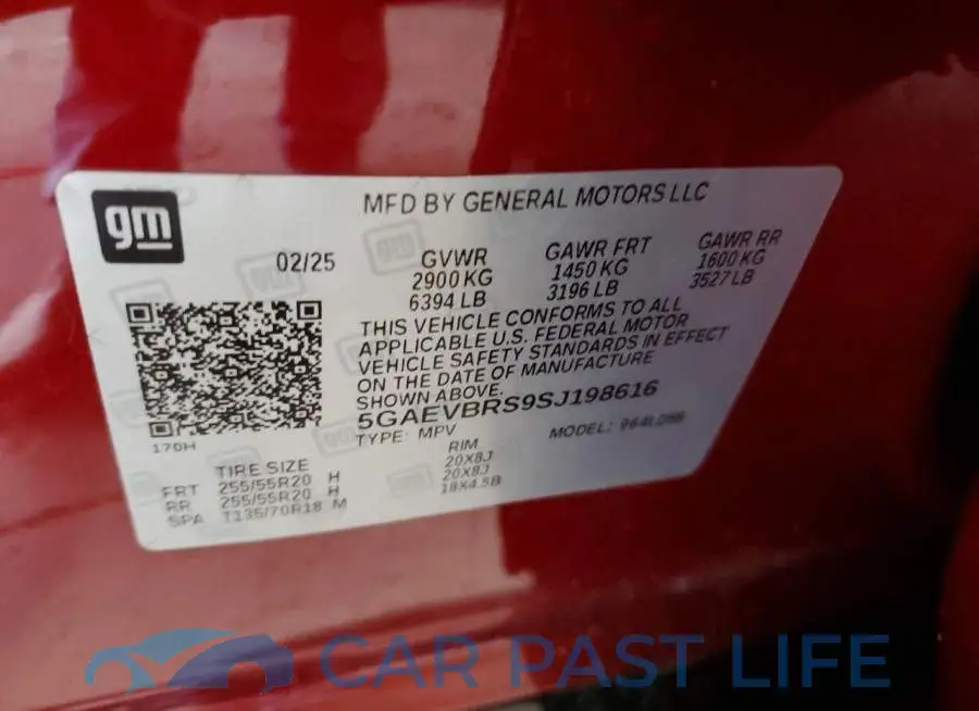 5GAEVBRS9SJ198616# 13