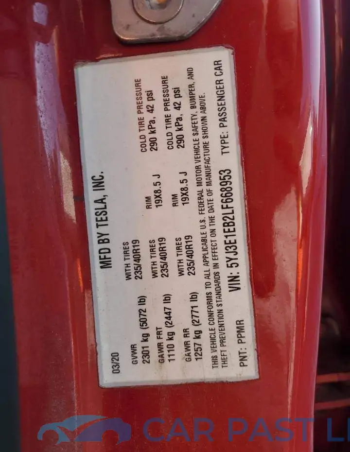 5YJ3E1EB2LF668953# 12