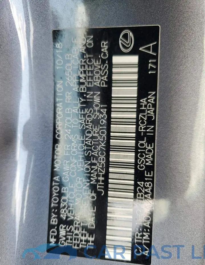 JTHHZ5BC7K5019341# 12