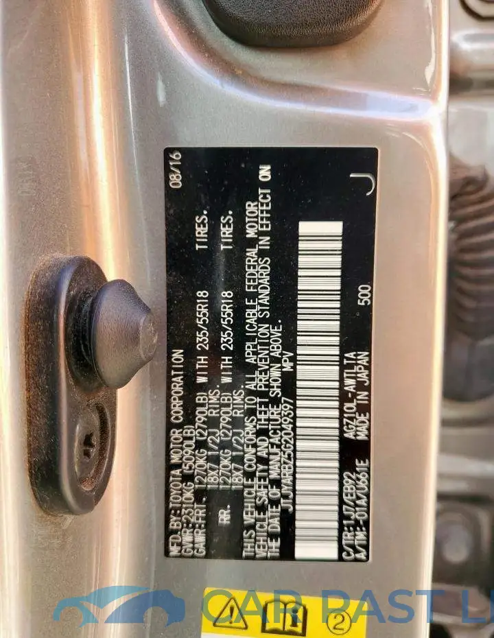 JTJYARBZ5G2049397# 14