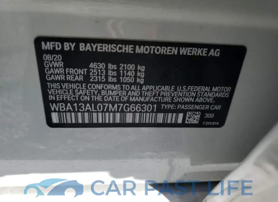 WBA13AL07M7G66301# 12