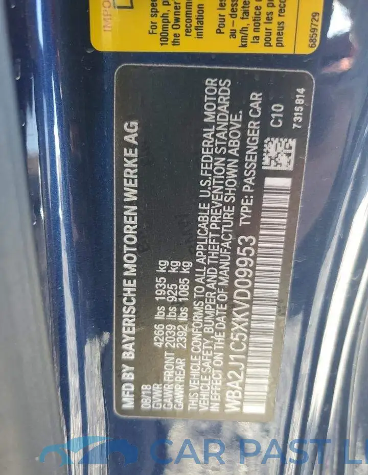 WBA2J1C5XKVD09953# 12