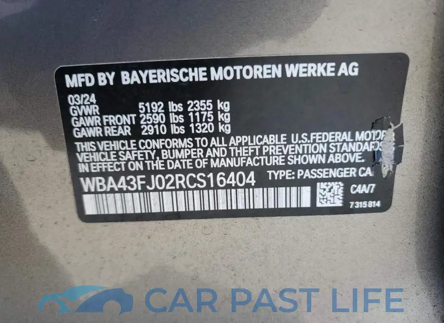 WBA43FJ02RCS16404# 12