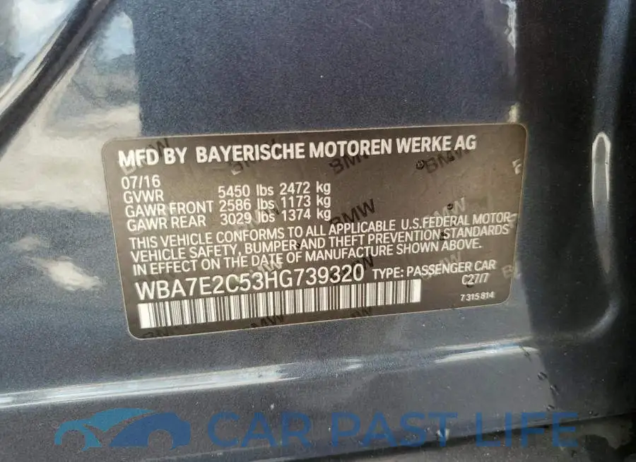 WBA7E2C53HG739320# 12