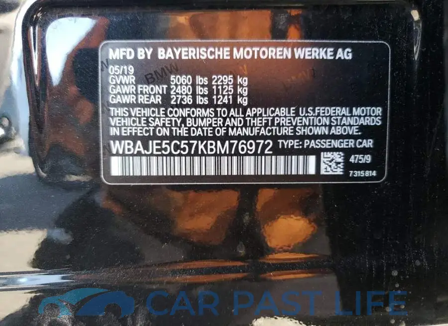 WBAJE5C57KBM76972# 13