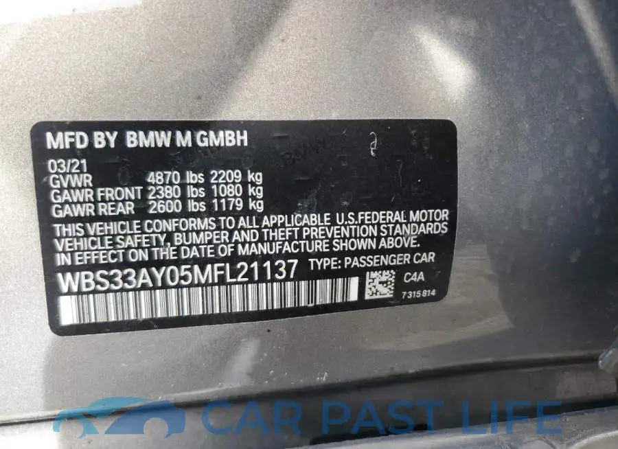 WBS33AY05MFL21137# 12