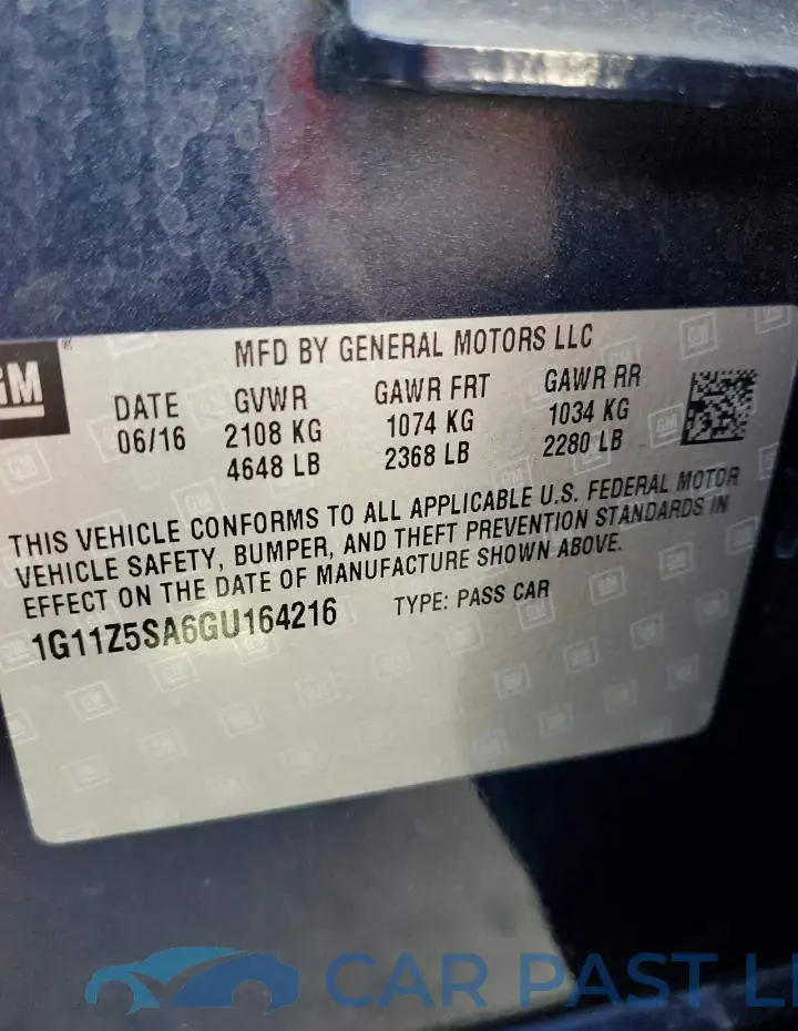 1G11Z5SA6GU164216# 12