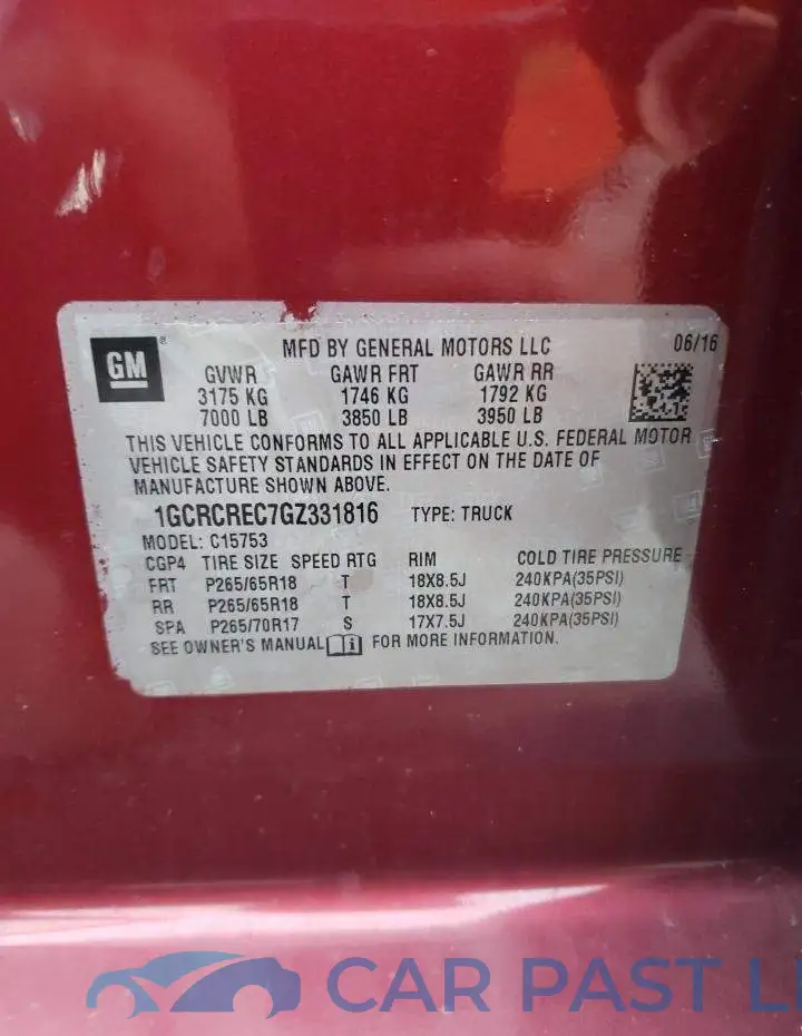 1GCRCREC7GZ331816# 13