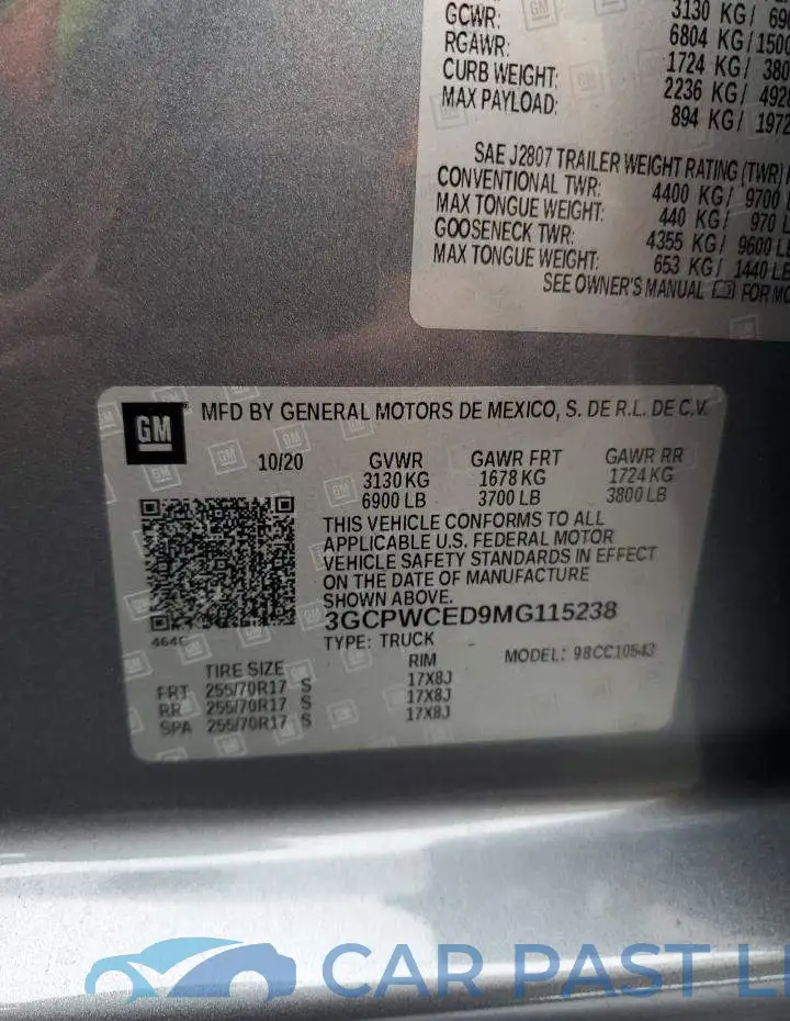 3GCPWCED9MG115238# 12