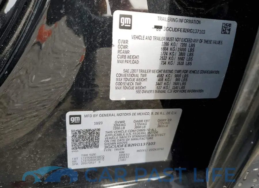 3GCUDFE82RG137103# 12