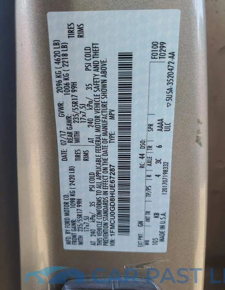 1FMCU0GD8HUE67287# 13
