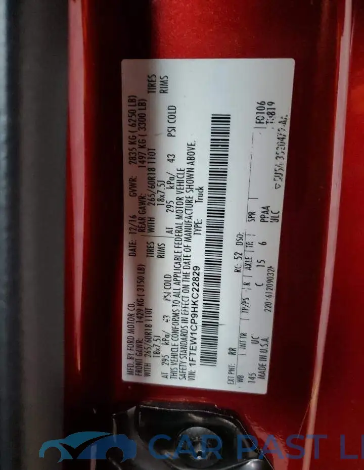 1FTEW1CP9HKC22829# 12