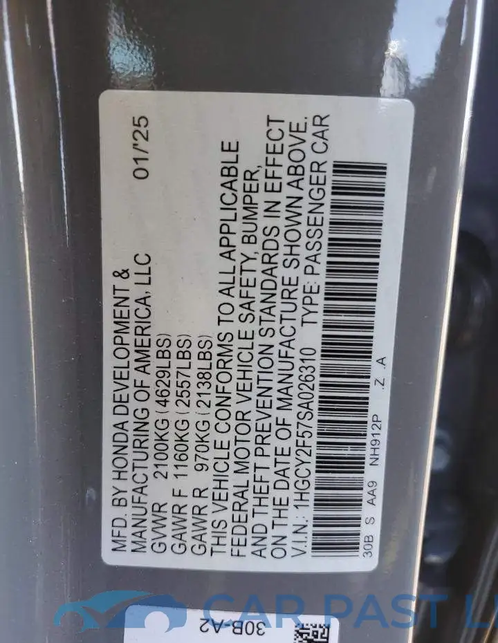 1HGCY2F57SA026310# 12
