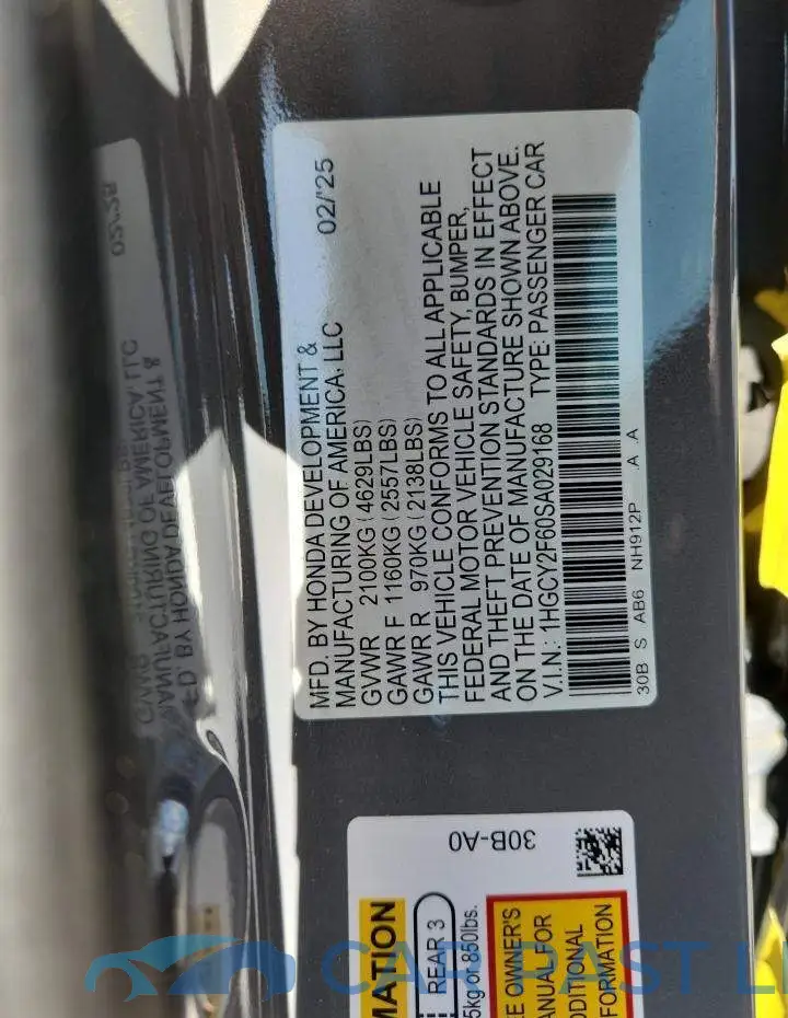 1HGCY2F60SA029168# 12