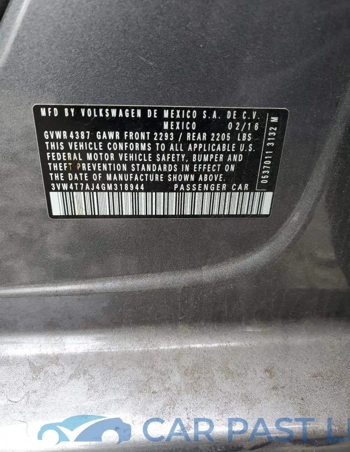 3VW4T7AJ4GM318944# 12