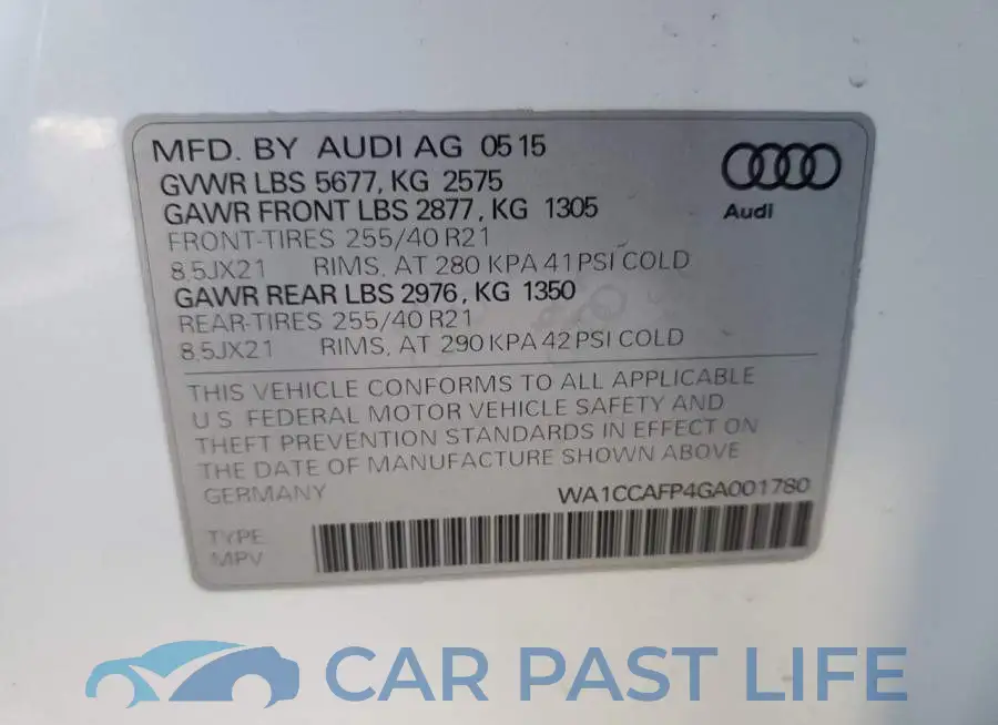 WA1CCAFP4GA001780# 13