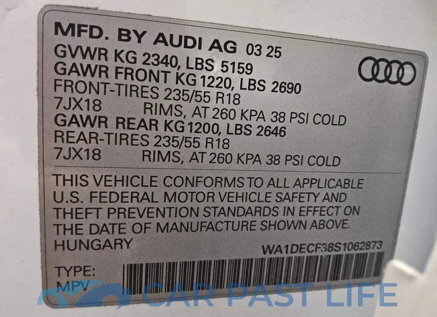 WA1DECF38S1062873# 13