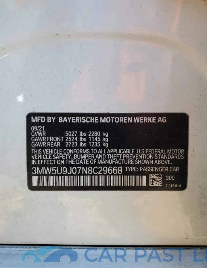 3MW5U9J07N8C29668# 12