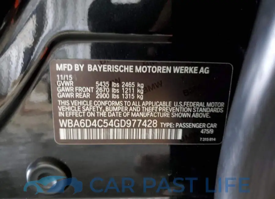 WBA6D4C54GD977428# 12