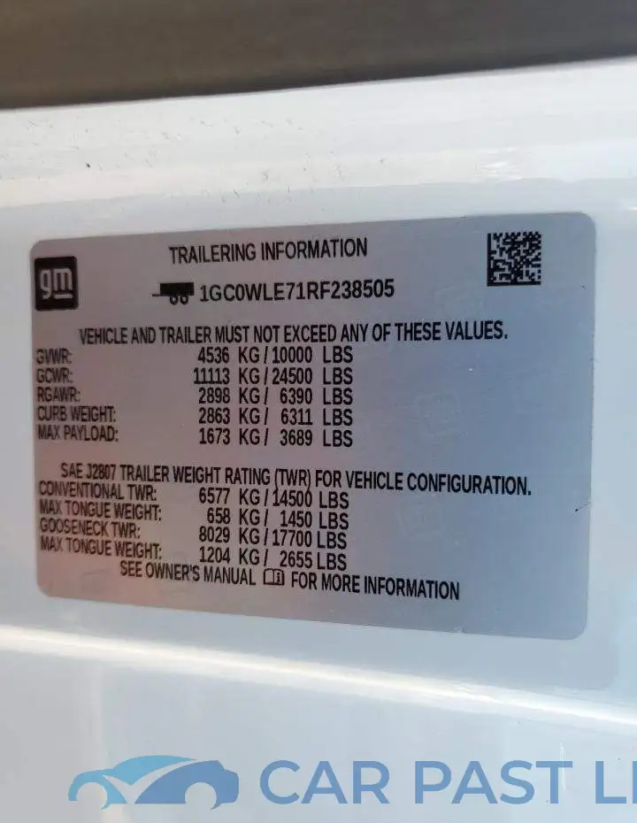 1GC0WLE71RF238505# 12