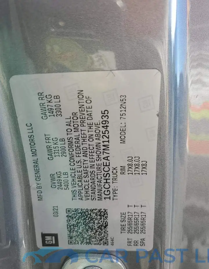 1GCHSCEA7M1254935# 12