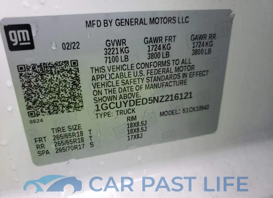 1GCUYDED5NZ216121# 12