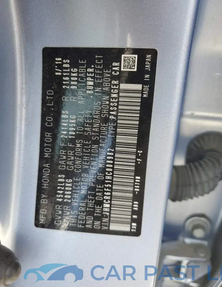JHMCR6F51HC008982# 12