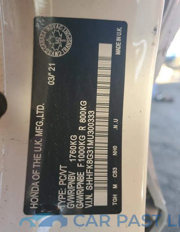 SHHFK8G31MU300333# 12