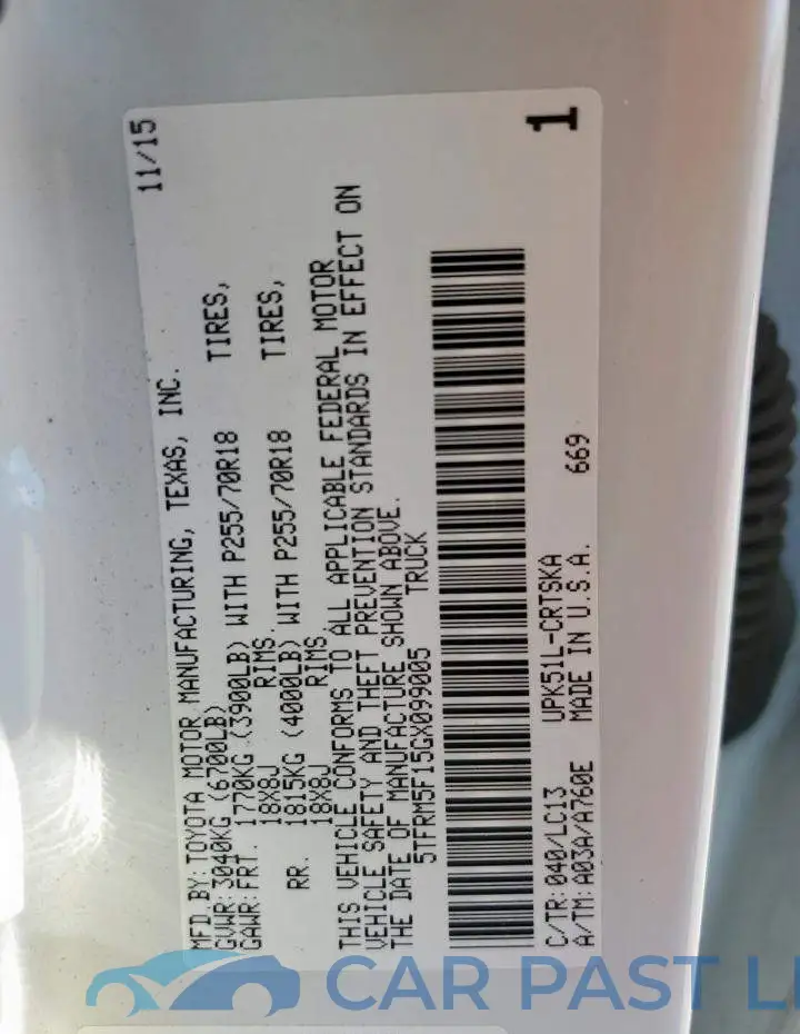 5TFRM5F15GX099005# 12