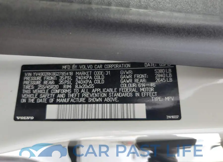 YV4902RK8G2785418# 13