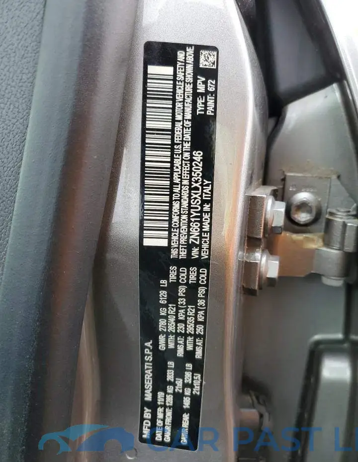 ZN661YUSXLX350246# 13