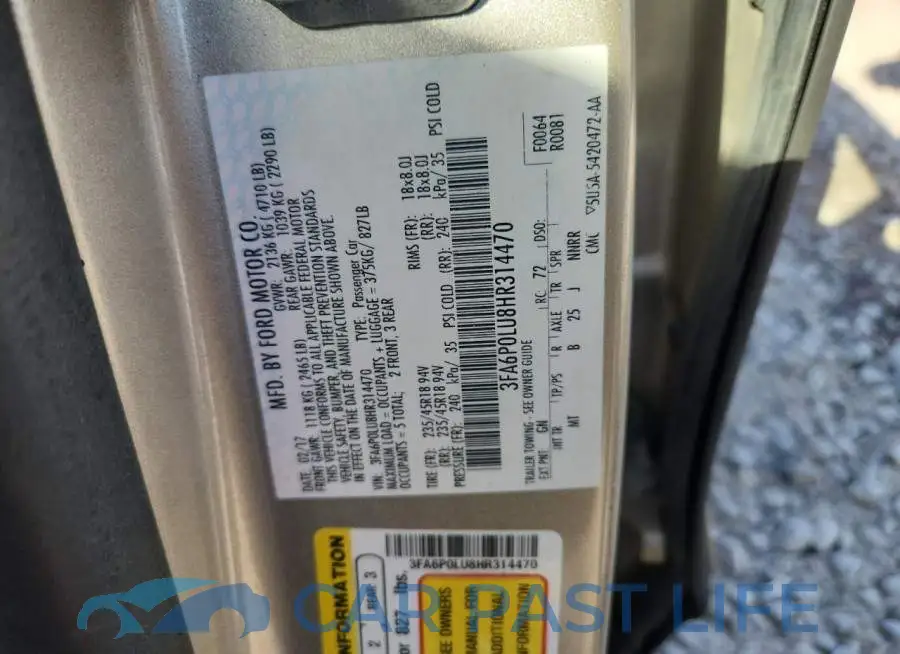 3FA6P0LU8HR314470# 12