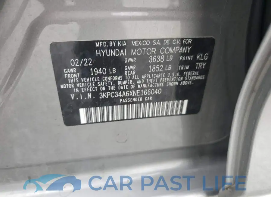 3KPC34A6XNE166040# 12