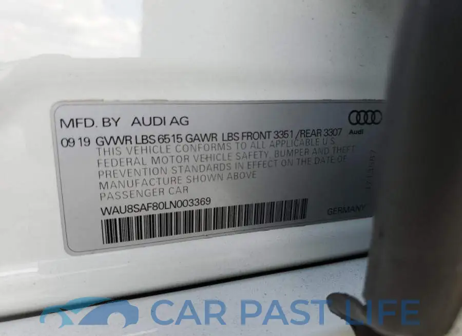 WAU8SAF80LN003369# 12