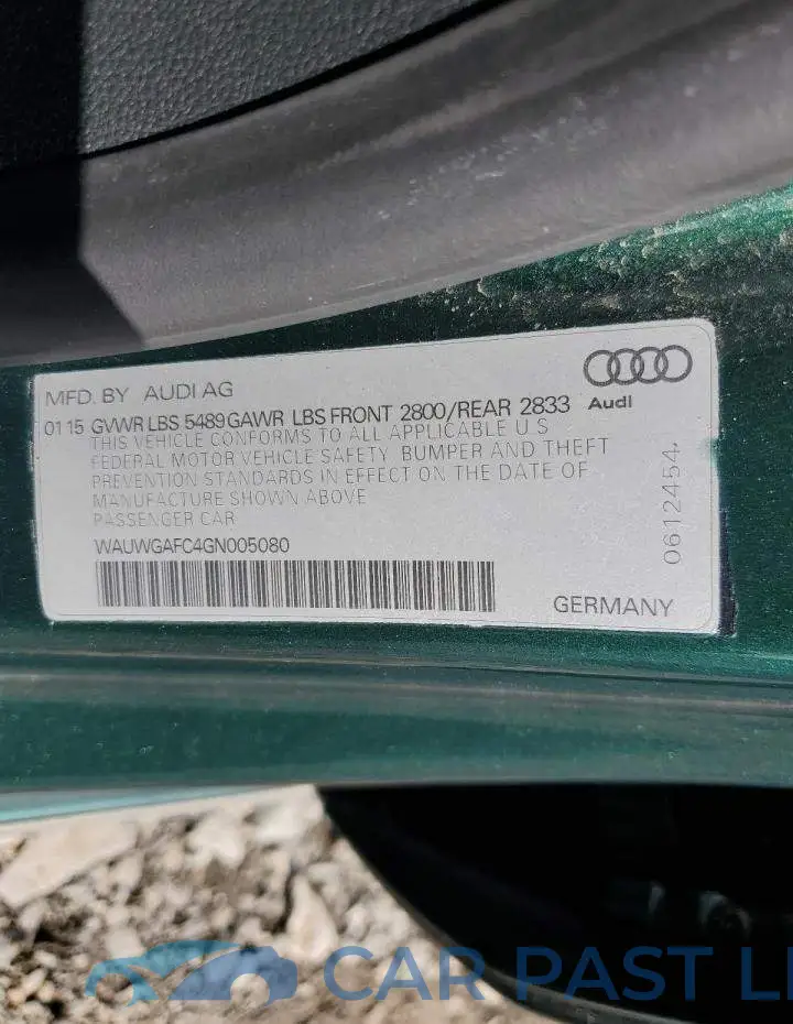 WAUWGAFC4GN005080# 12