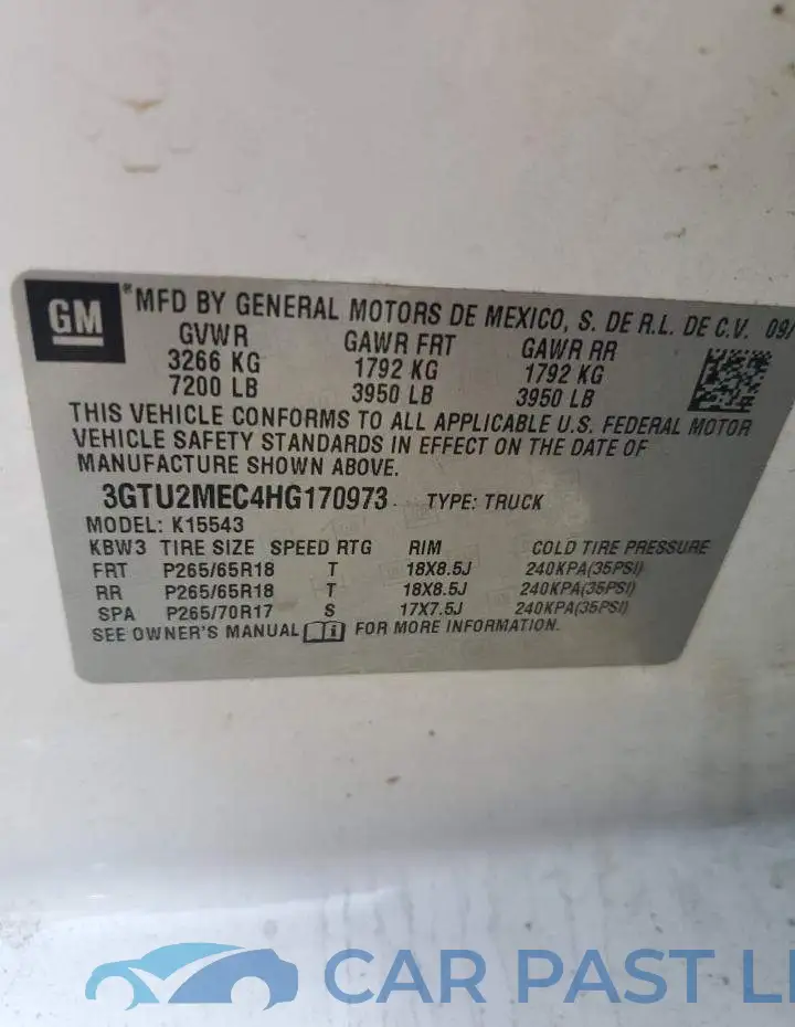 3GTU2MEC4HG170973# 12