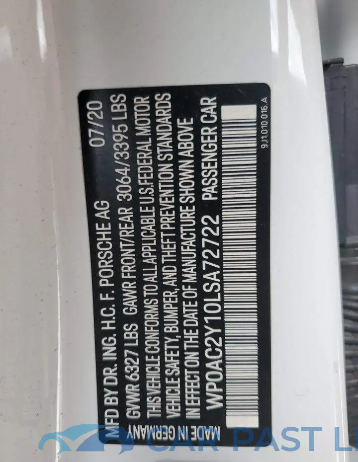 WP0AC2Y10LSA72722# 12