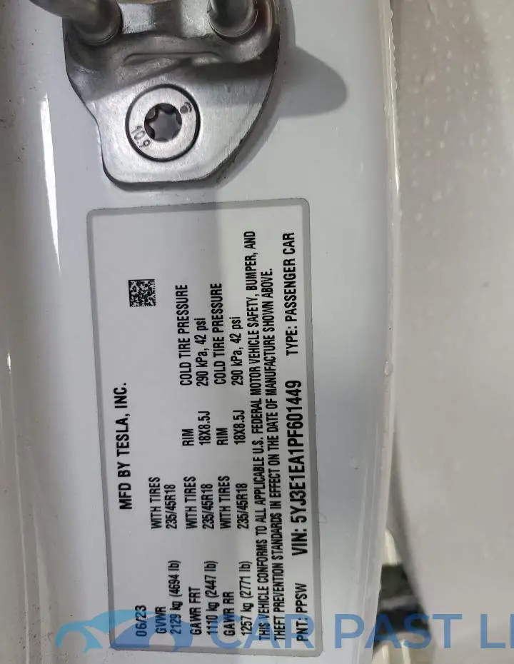 5YJ3E1EA1PF601449# 12