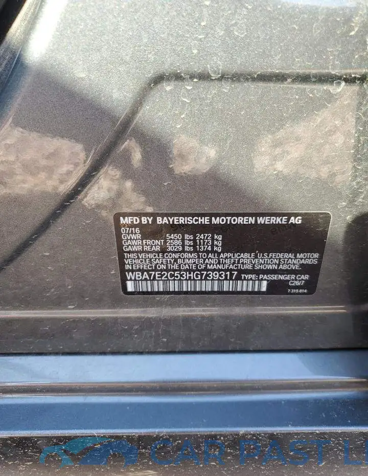 WBA7E2C53HG739317# 13