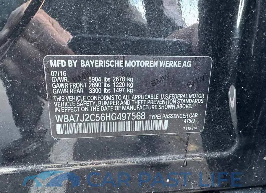 WBA7J2C56HG497568# 12