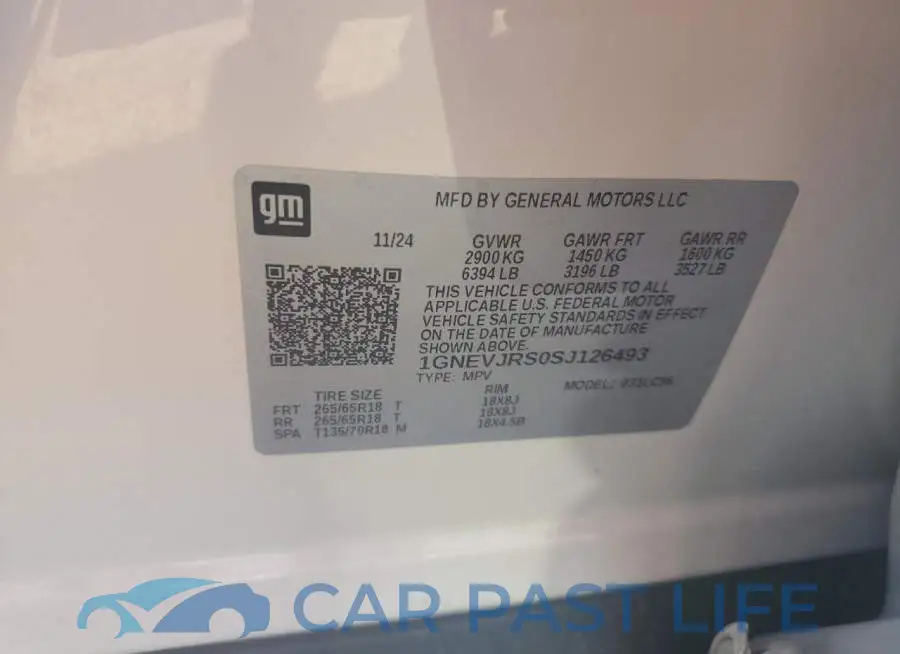 1GNEVJRS0SJ126493# 12