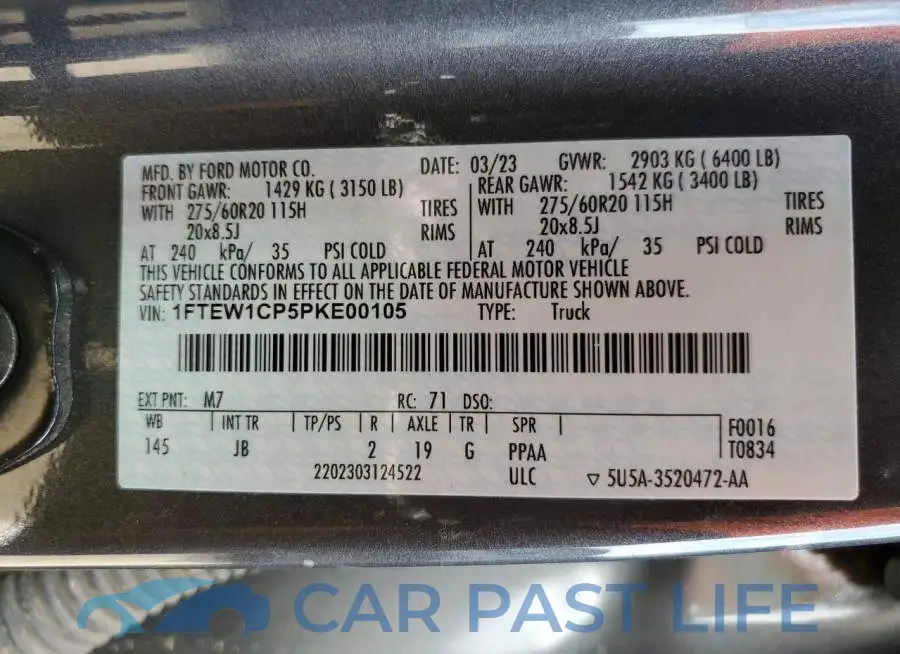 1FTEW1CP5PKE00105# 13