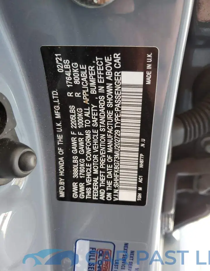 SHHFK8G73MU202729# 12