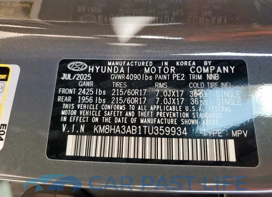 KM8HA3AB1TU359934# 14