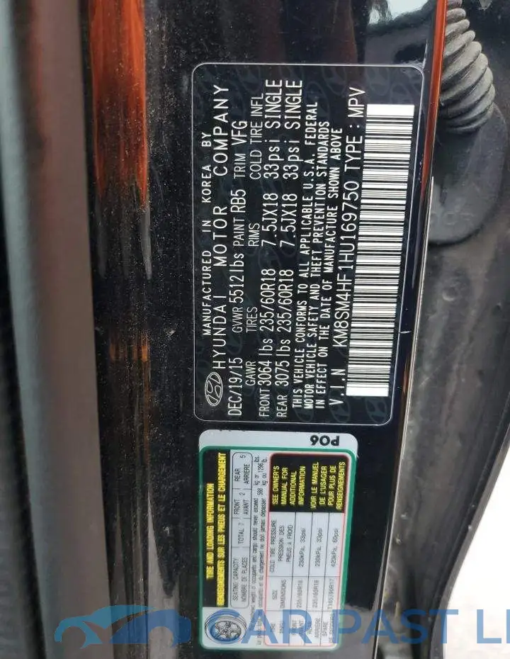 KM8SM4HF1HU169750# 12