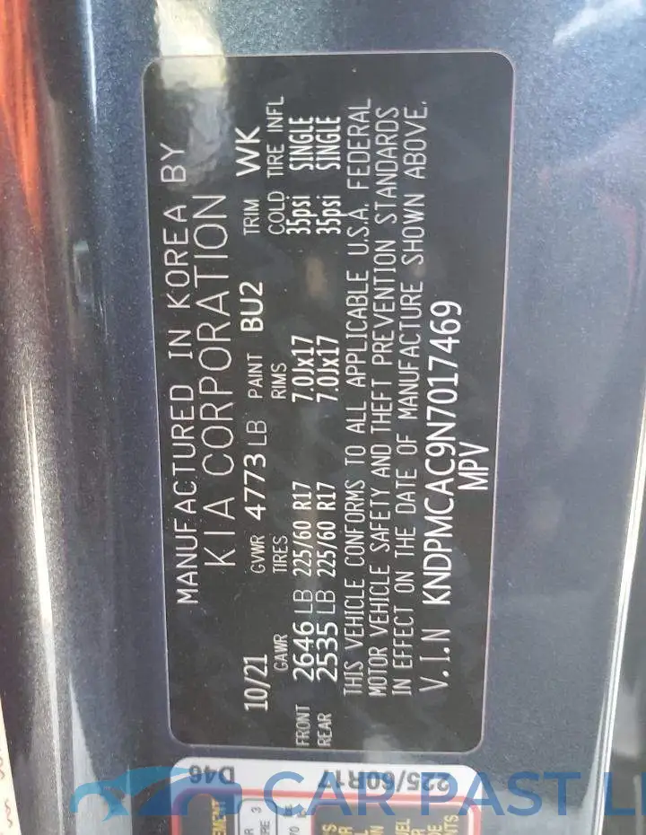 KNDPMCAC9N7017469# 13